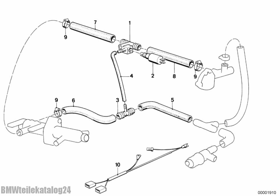 BMW catálogo de peças 3' E30 320i Tubo flexível, 11611284662 (Número da peça 11 61 1284662)
