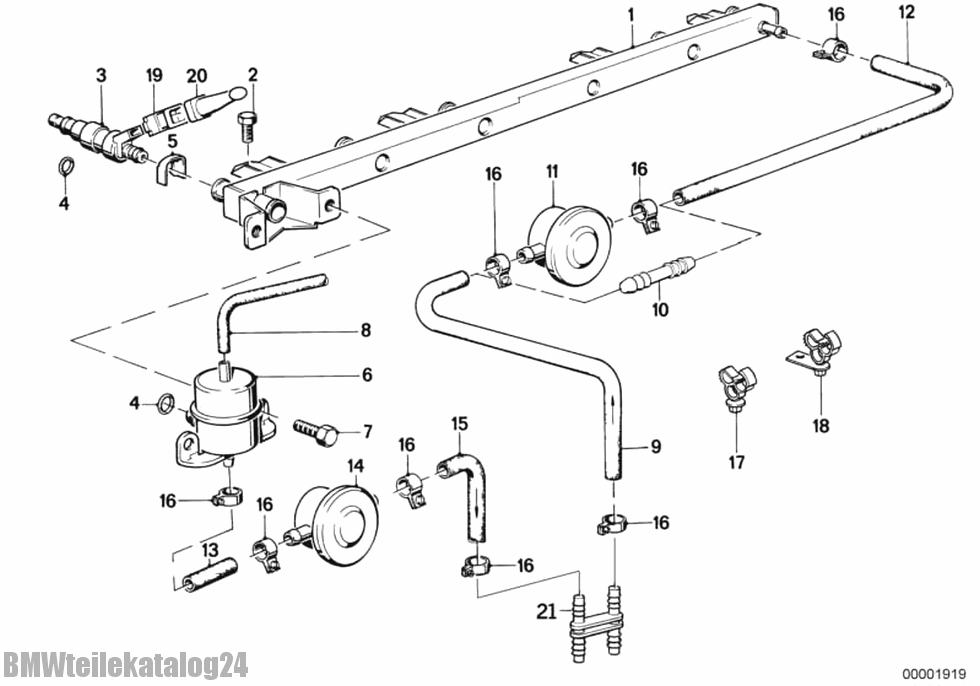BMW parts catalog 3' E30 325e Injection tube, 13531717073 (Part Number 13 53 1717073)