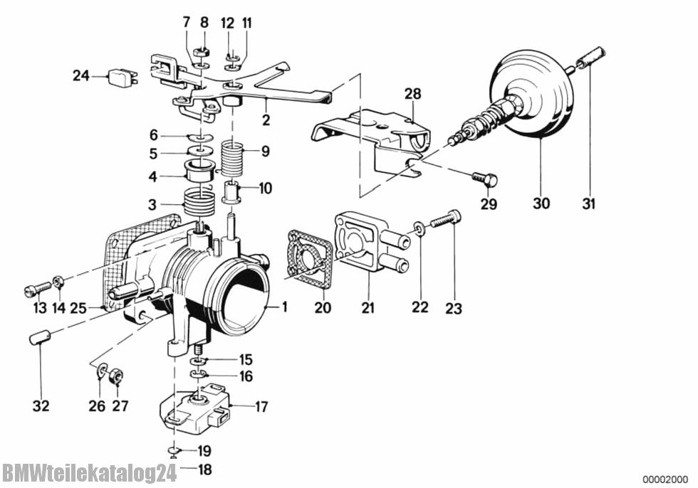 BMW parts catalog 3' E30 320i Operating lever, 13541720807 (Part Number 13 54 1720807)
