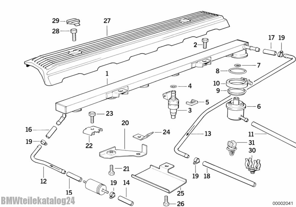 BMW parts catalog 3' E36 325i Injection valve, 13641730060 (Part Number 13 64 1730060)